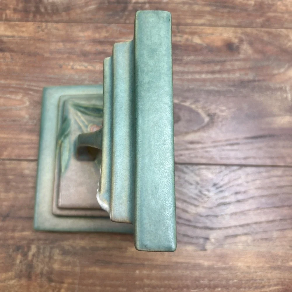 Roseville Pottery Foxglove Bookends Art‎ Pottery Ceramic Green Pink 5.75